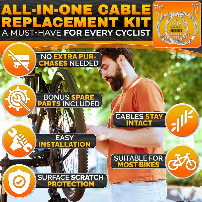 AZZORI 8 Pcs Bike Cable Kit - Bike Brake Cable With 4 Brake Lines & 4 Shifter Lines, Easy Fit Stainless Steel Cables 38-Item Set - Corrosion-Resistant for Smooth Braking & Shifting on Road & Mountain Bikes - Image 5